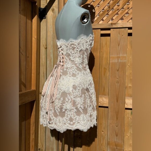 🆕 BRONX & BANCO 🧿 NWOT Maraya Blanc Lace Mini Dress, Sz XL US 10 - Picture 9 of 16